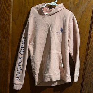 Simply Southern Light Pink Hoodie with Navy Accents